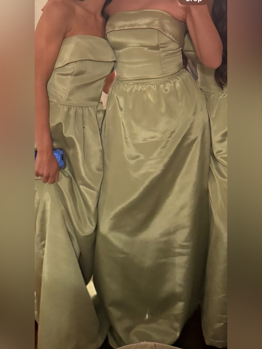 Lula Kate Satin Sage Green Bridesmaid Gown